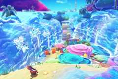Kirby looking at an ice area